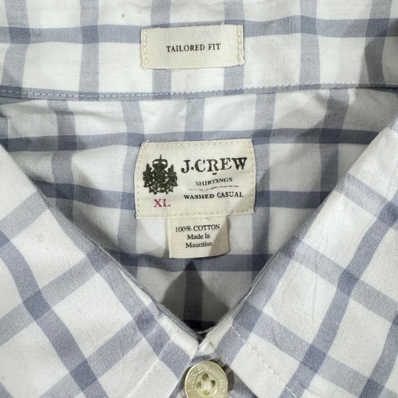 J Crew Shirt Mens XL Tailored Fit Washed Casual Button Down White Gingham Check - Picture 4 of 7